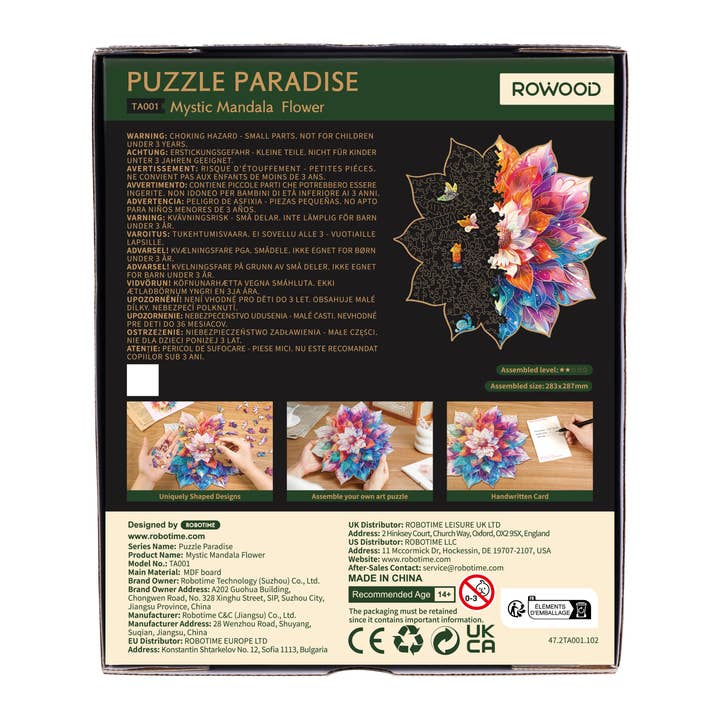 Robotime – Engroshandel Puslespil - Voksen – TA001 Rowood Mystic Mandala Blomst 2D Træpuslespil3