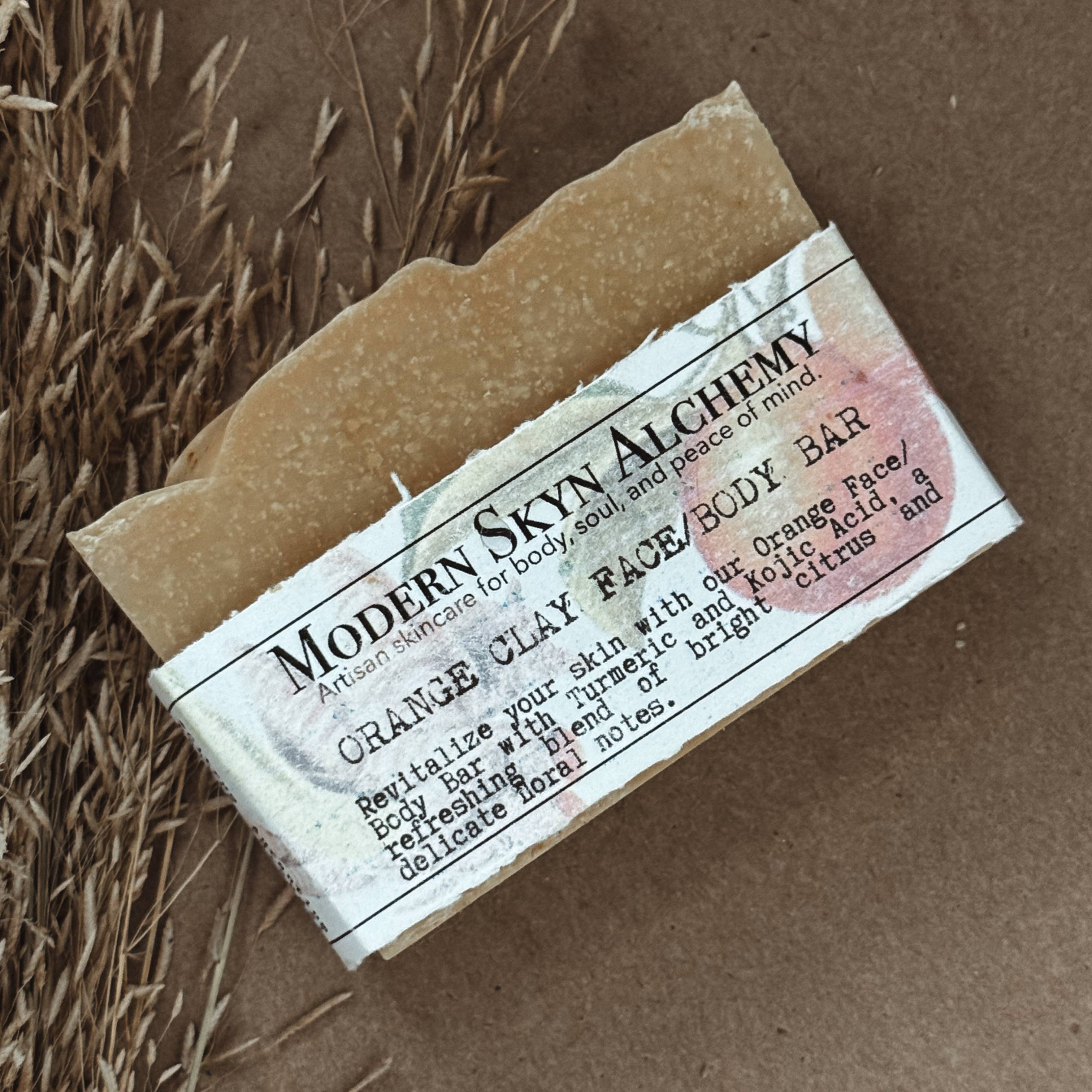 Modern Skyn Alchemy LLC. - Wholesale Bar Soap - Orange Clay Face/Body Bar with Turmeric and Kojic Acid1