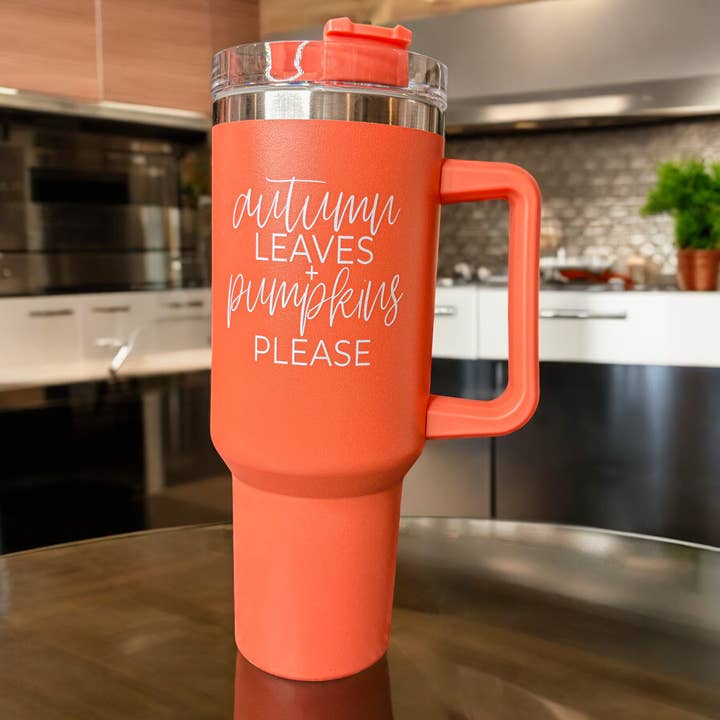 Gia Roma - Wholesale Insulated Mug/Tumbler - Fall 40oz Tumblers with Lid & Straw, Autumn Drinkware Mugs42