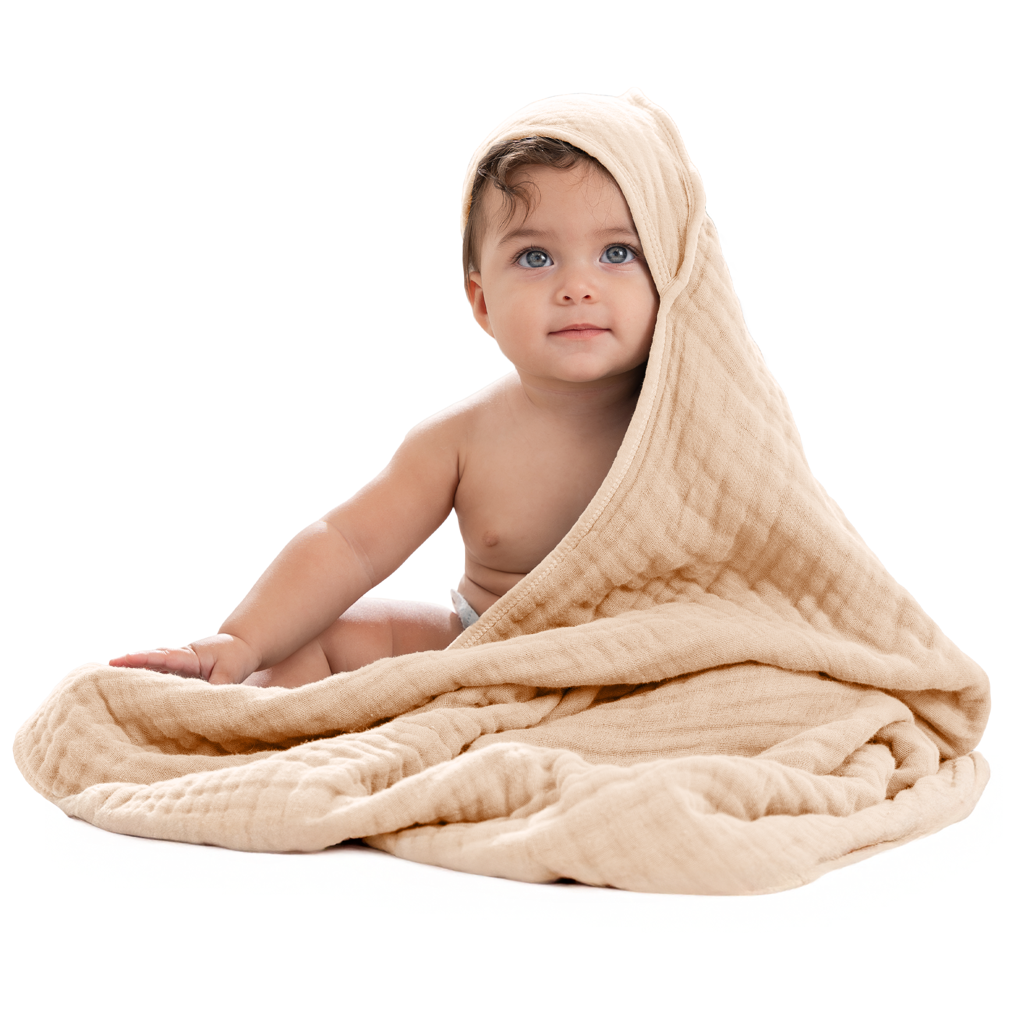 Comfy Cubs - Vendita all'ingrosso Asciugamano con cappuccio - Bambini e neonati - Asciugamano con cappuccio per neonati, 6 strati 100% cotone mussola di Comfy Cubs24