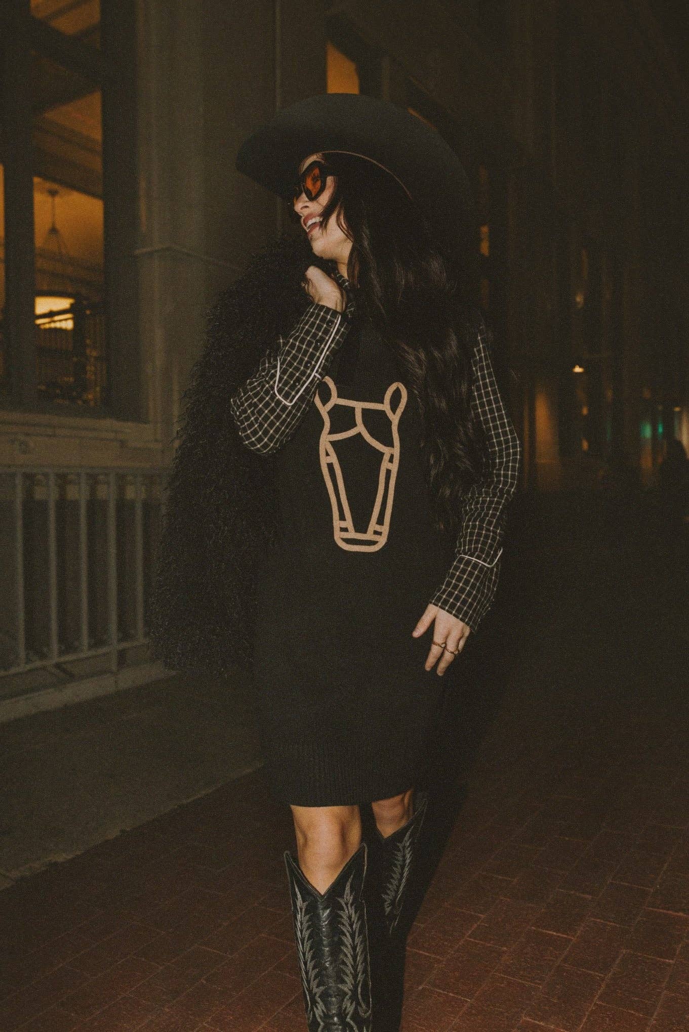 Rodeo Hippie - Wholesale Dress - Women's - MOD HORSE SWEATER DRESS IN BLACK (Pre-pack 2/2/2/1)1