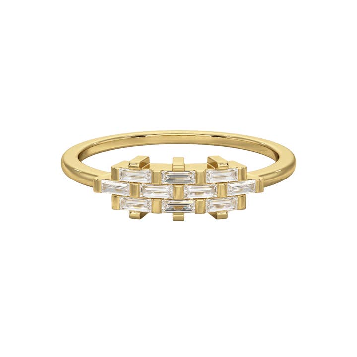 Checkboard Diamond Baguette Ring for wholesale by Evara Jewelry