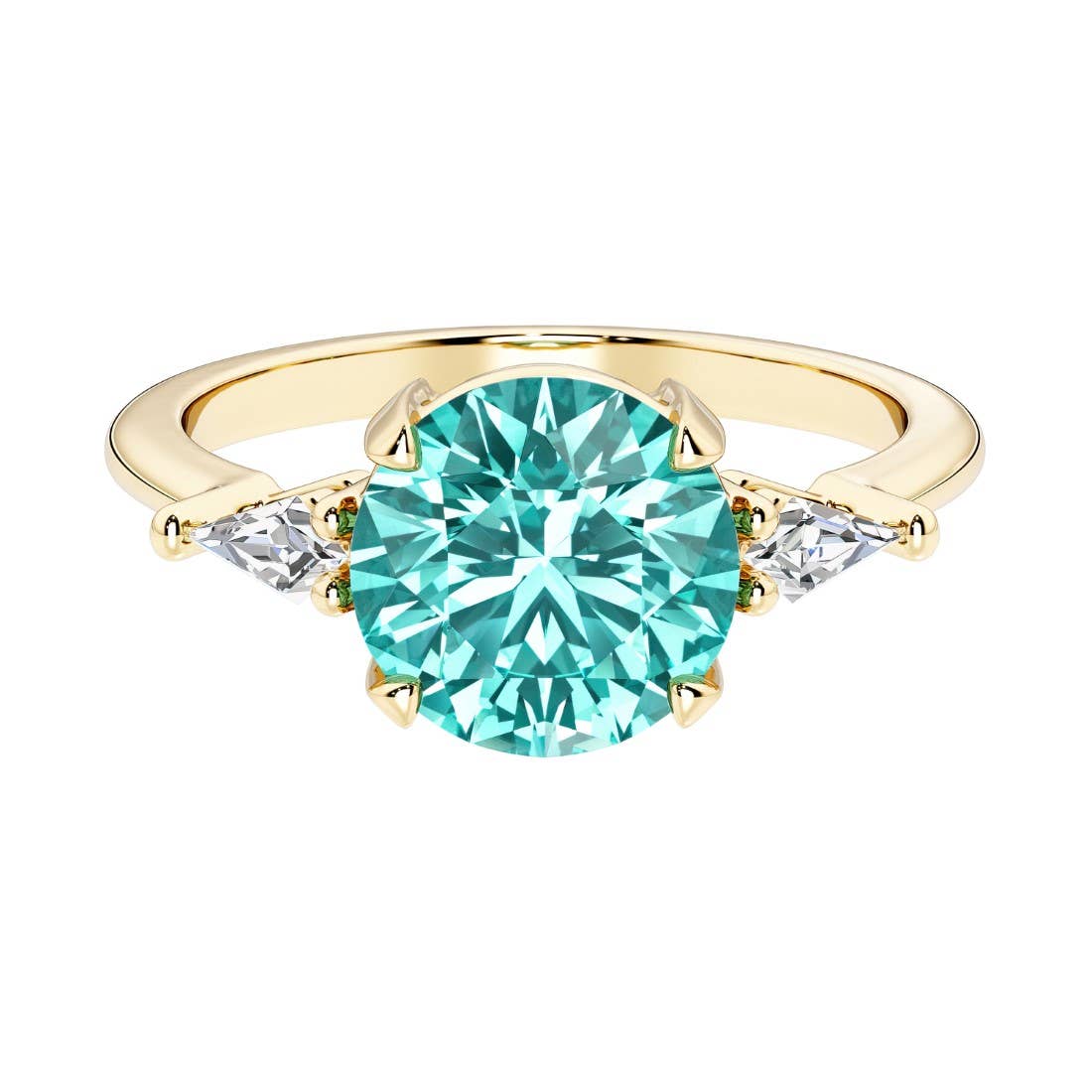 DV Custom Jewelry USA - Vente Bague avec plusieurs pierres - Bague en or 14 carats avec tourmaline Paraiba de 2,5 ct et diamant en forme de cerf-volant