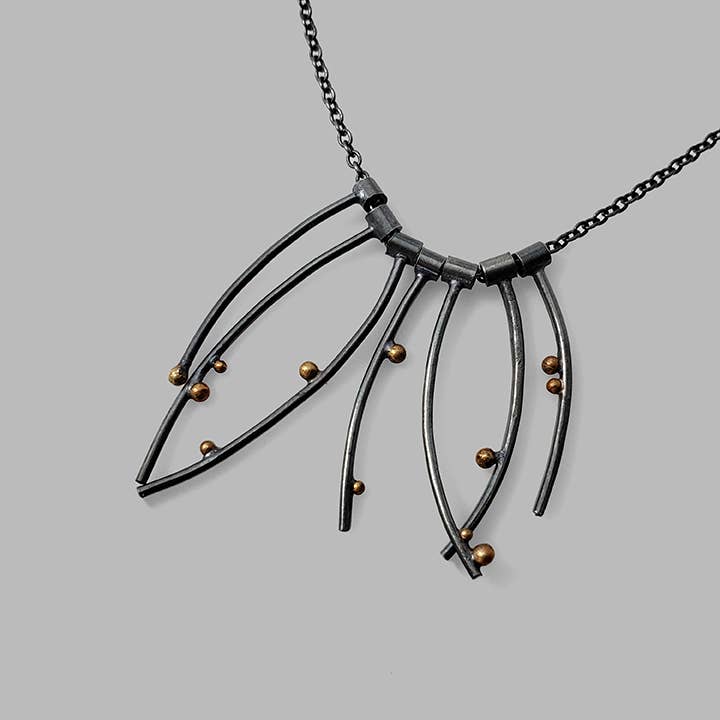 Minimal mixed metal Twigs Necklace for wholesale by McKenzie Mendel Jewelry