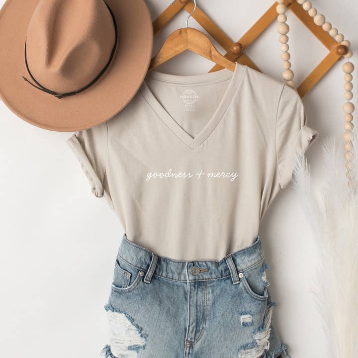 Goodness and Mercy Summer Women's Christian T-Shirt for wholesale by Faith & Life Christian Brands