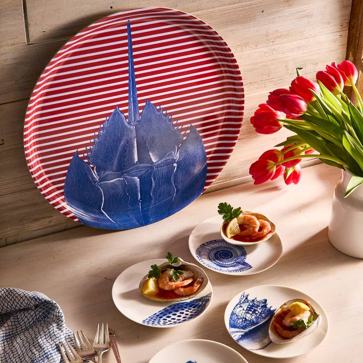 Caskata - Wholesale Decorative Tray - Horseshoe Crab Large Round Birchwood Tray6