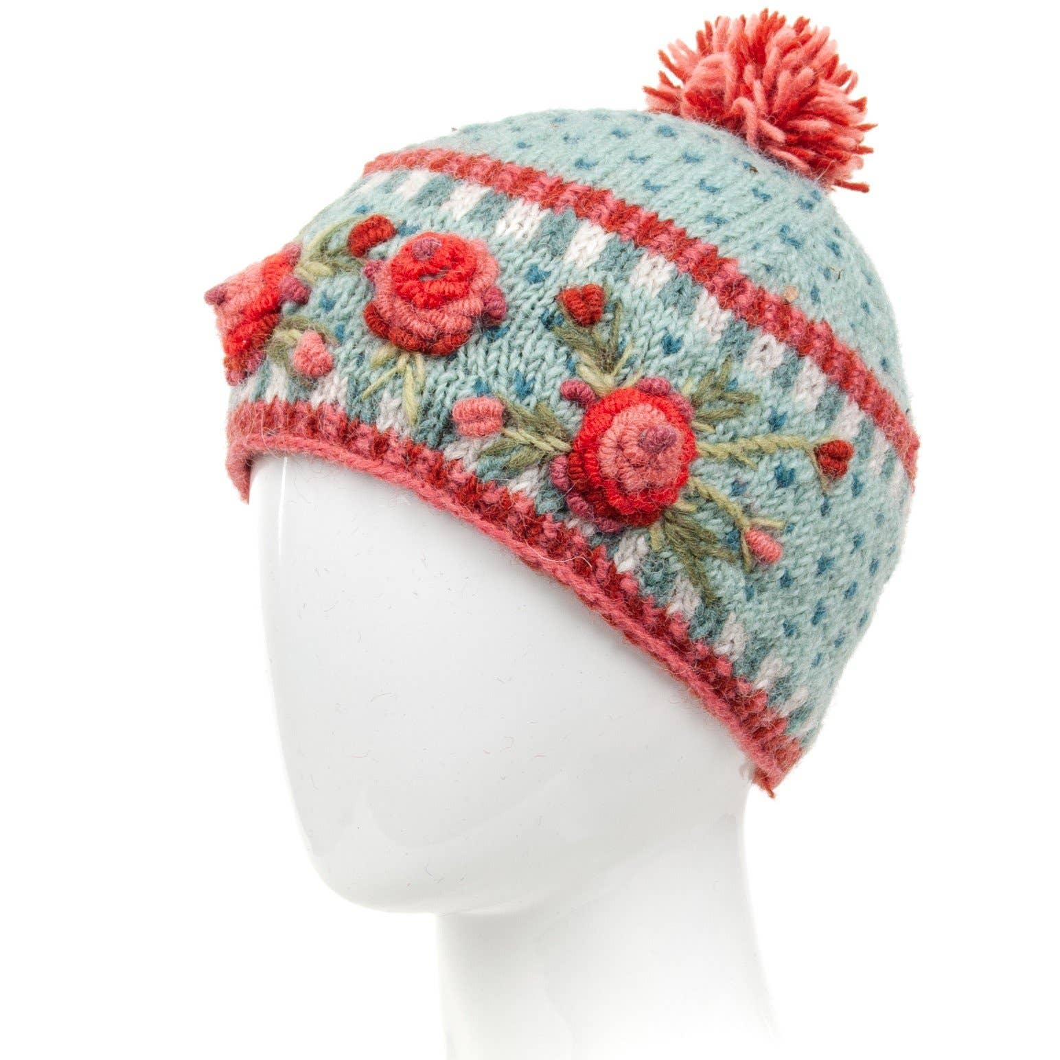 Lost Horizons Knitwear – Ships from USA - Wholesale Beanie - Women's - Aubrey Hand Knit Wool Beanie | Embroidered Floral Hat7