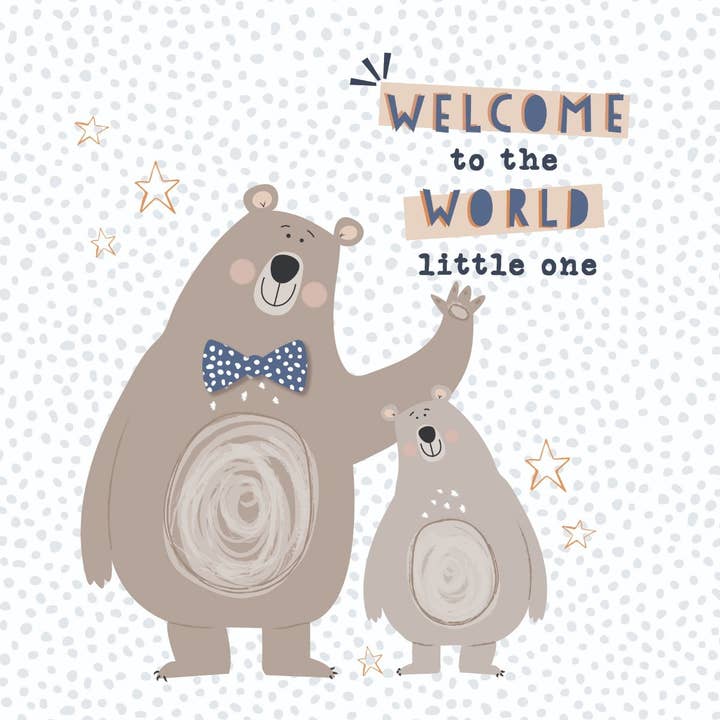 Welcome to the World Little One, carte de vœux faite main pour la vente par The Handcrafted Card Company