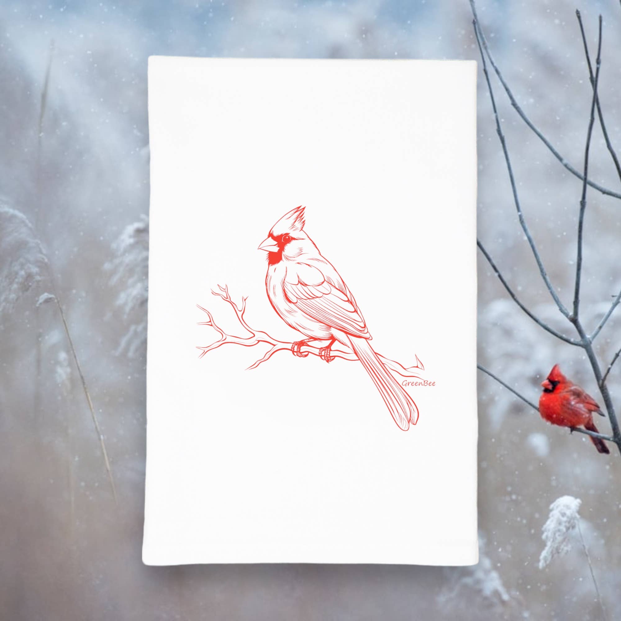 Green Bee Tea Towels - Wholesale Tea Towel - Cardinal Bird Kitchen Towel | Tea Towels | Bird Dish Towels2