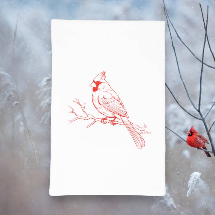 Green Bee Tea Towels - Wholesale Tea Towel - Cardinal Bird Kitchen Towel | Tea Towels | Bird Dish Towels2