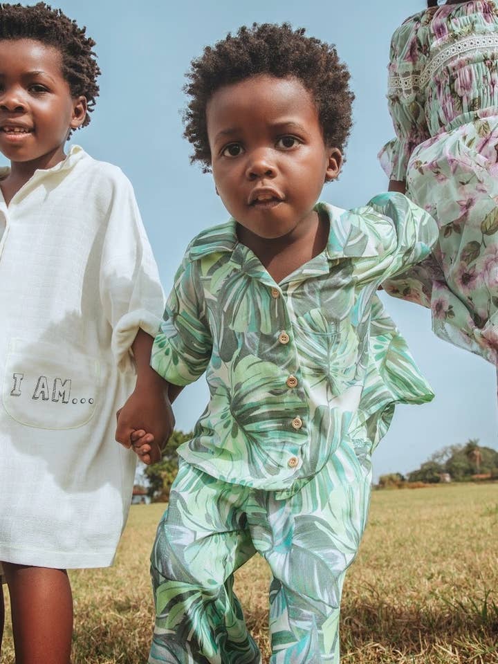 Foliage Print Pants With Front Pockets for wholesale by I Am...Just For Little