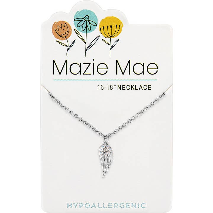 Mazie Mae Necklace: Silver Angel Wing Necklace for wholesale by Center Court
