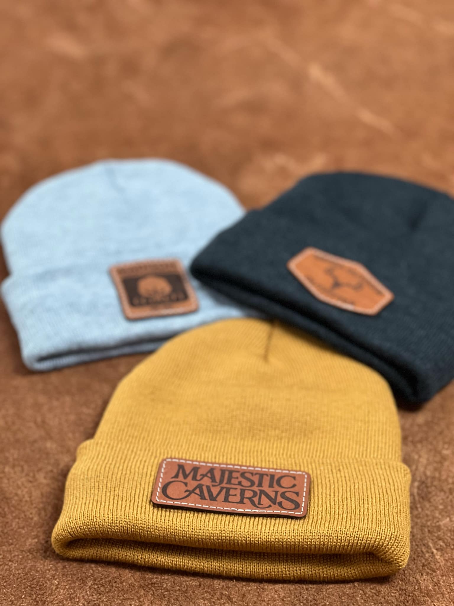 NDesigns Leather - Wholesale Beanie - Unisex - Leather Patch Sherpa Lined Beanie (with your custom logo)