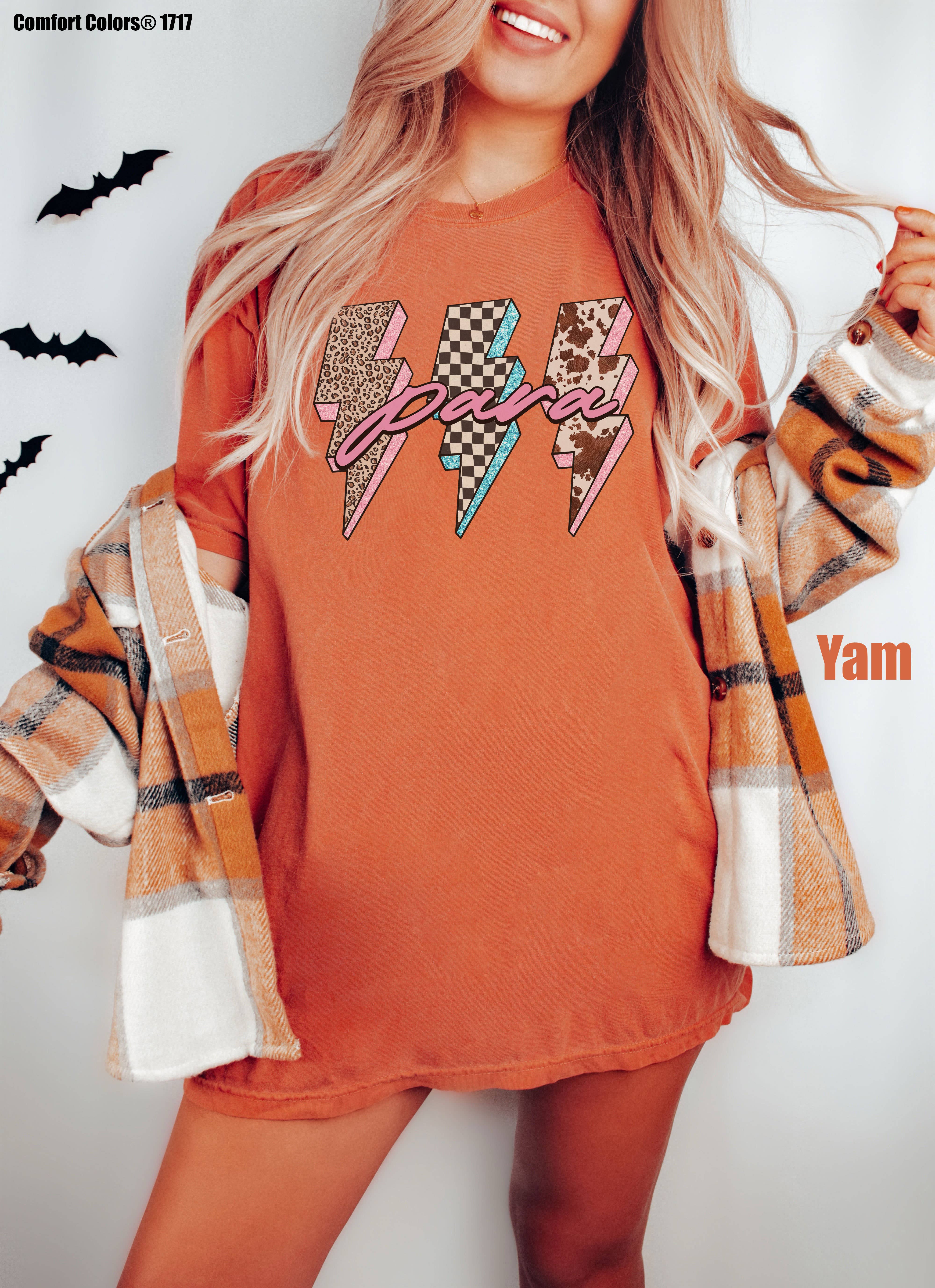 Glaime – T-shirt gráfica - Mulher por atacado – Comfort Colors Para Lightning Bolt Shirt, Educação Especial6