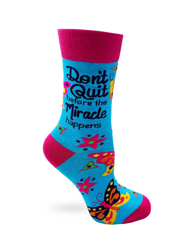 Fabdaz - Wholesale Socks - Women's - Don't Quit Before The Miracle Happens Women's Crew Socks