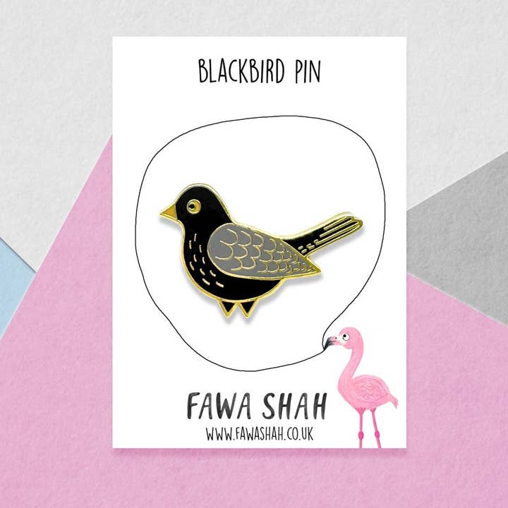 Blackbird Hard Enamel Pin Badge for wholesale by Fawa Shah