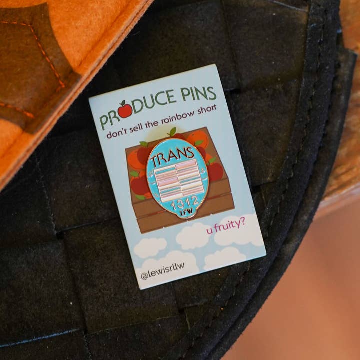 Salted Fruit Shop - Wholesale Lapel Pin/Button - Trans Produce Pride Enamel Pin3
