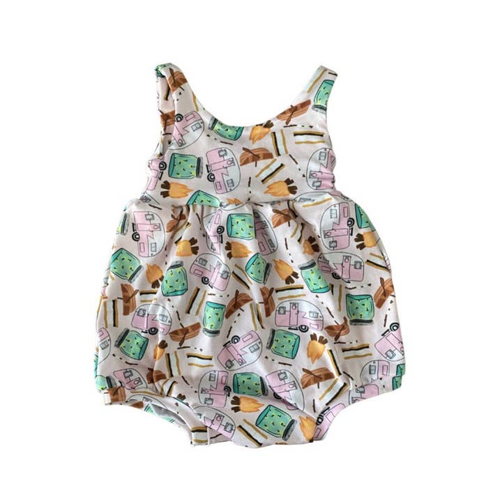 Camping Sleeveless Bubble Romper Toddler for wholesale by Remi Rae’s LLC