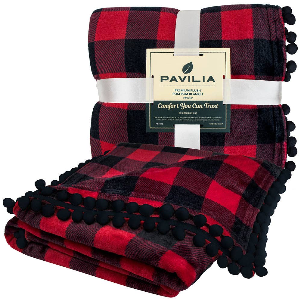 Pavilia – wholesale Prydnadsfilt – Filt med pompom-fransar70