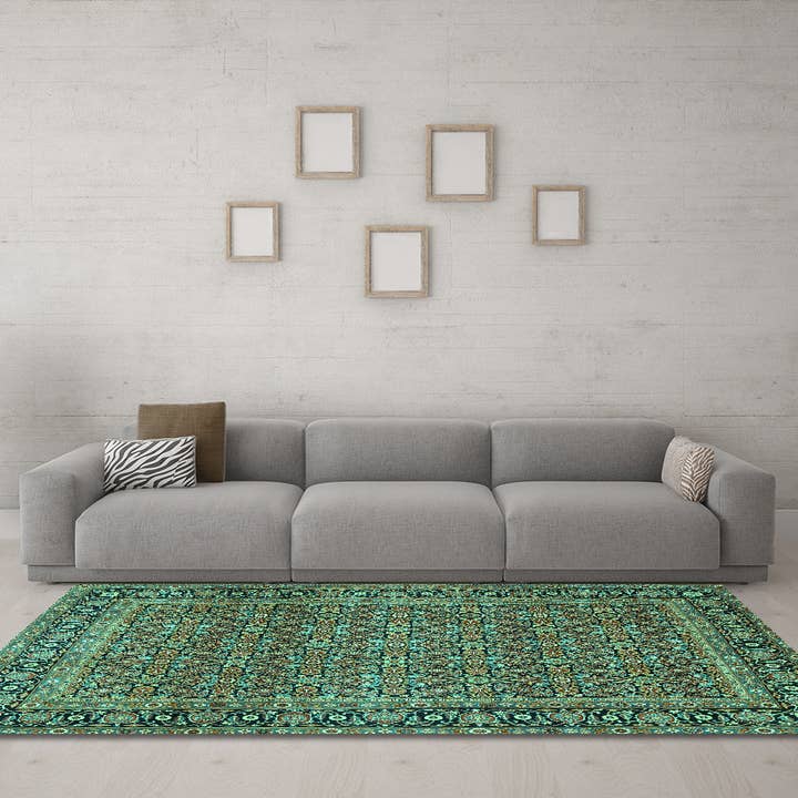 Machine Washable Persian Turquoise Traditional Area Rugs for wholesale by Ahgly