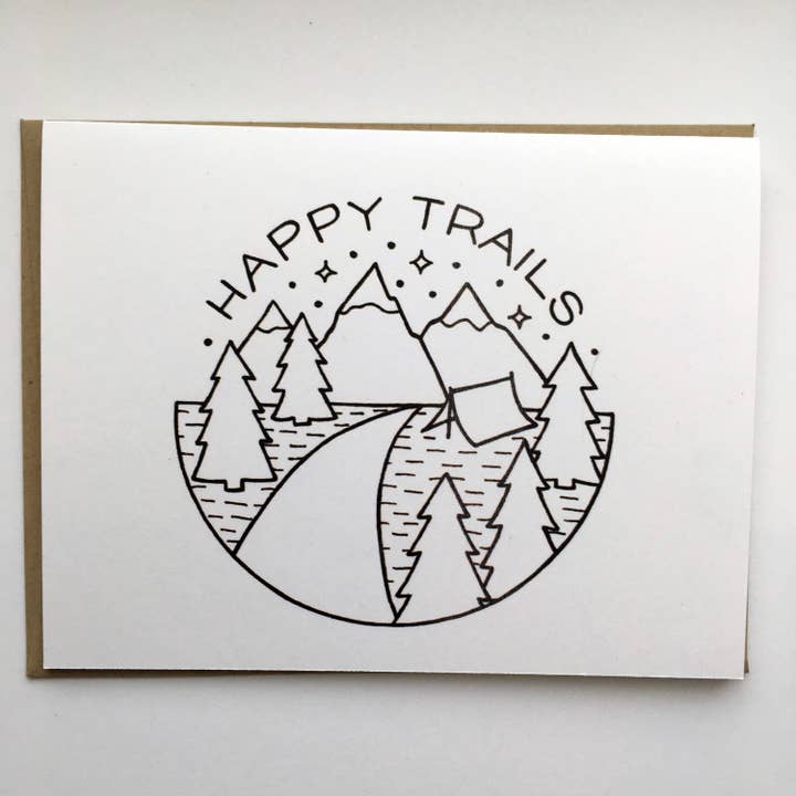 Happy Trails - Hand Lettered Greeting Card for wholesale by Henson Handmade