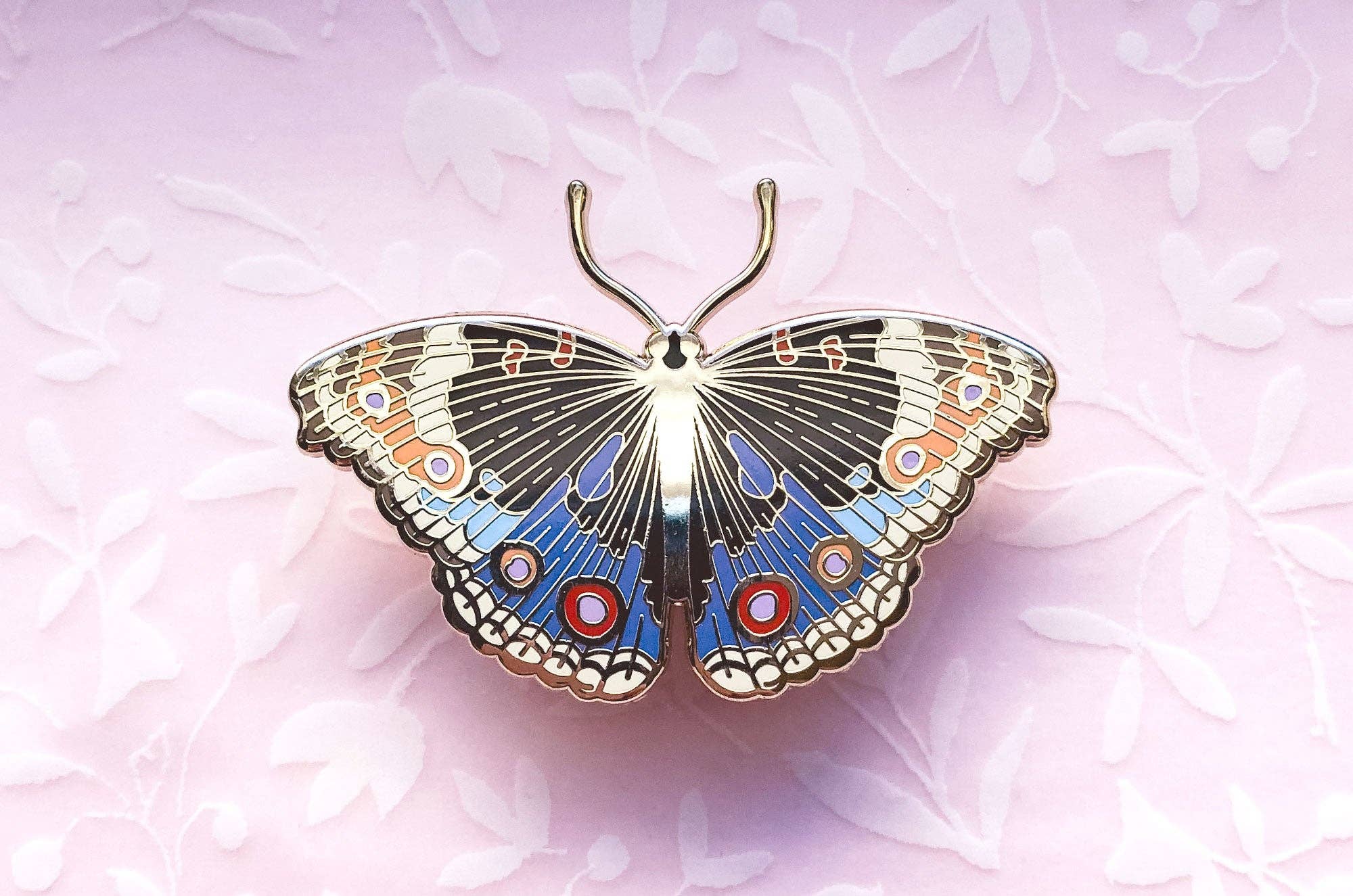 Alum and Ink - Wholesale Lapel Pin/Button - Blue Pansy Butterfly (Junonia orithya) Enamel Pin6
