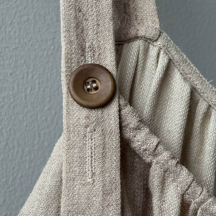 beige Slouchy overalls with 4% linen blend for wholesale on Faire2