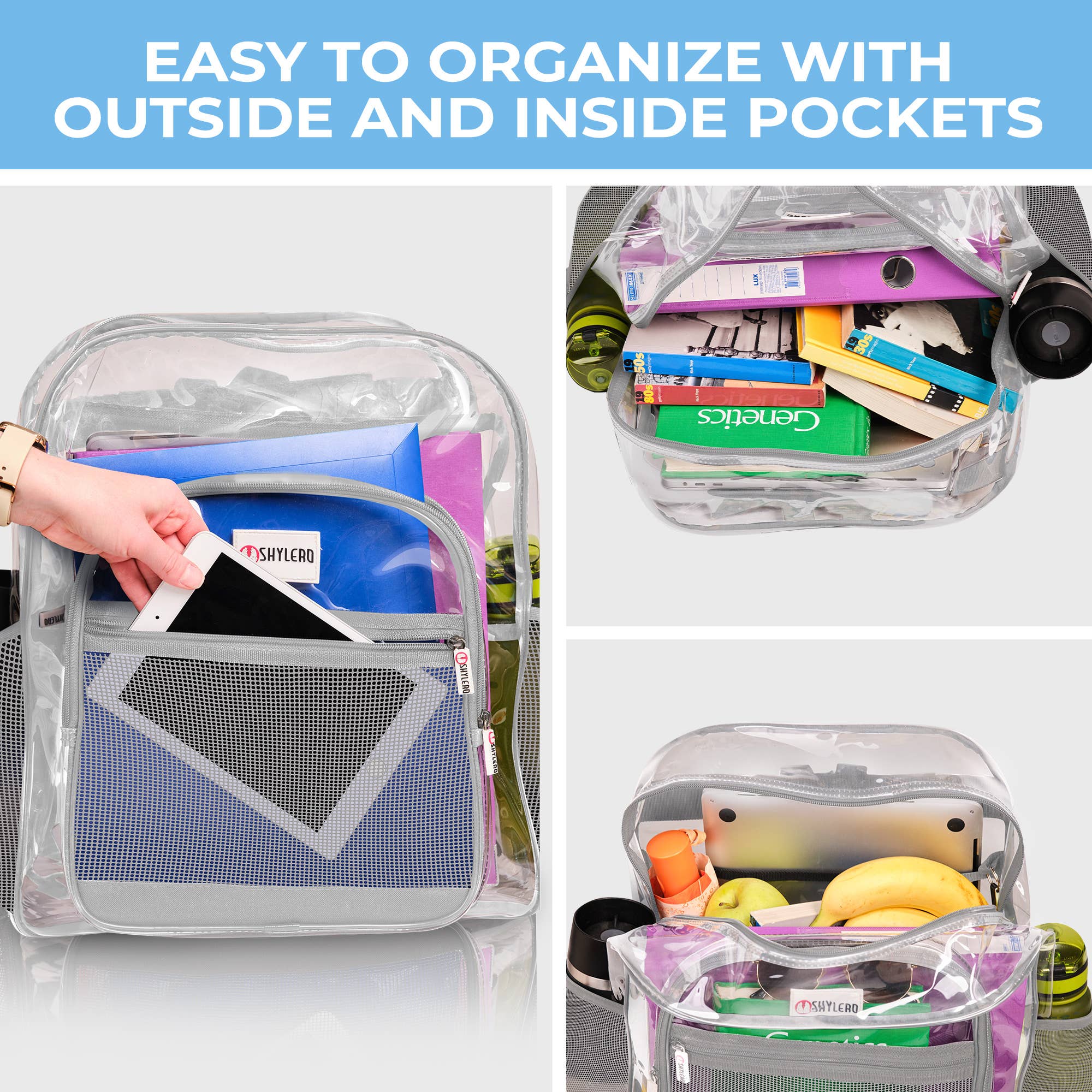 Clear Backpack For School XL | Top YKK® Zip | Gray Rhino for wholesale on Faire5