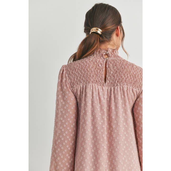 Hello Miz - Wholesale Dress - Maternity - Smocked Long Sleeve Mock Neck Maternity Dress13