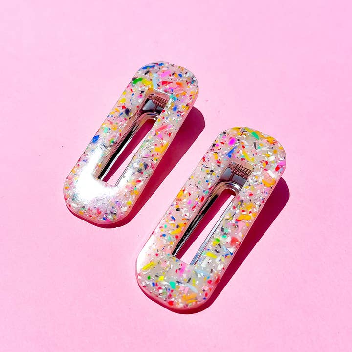 Night Moves Atelier - Wholesale Hair Clip - Women's - Confetti Clash Resin Hair Clips