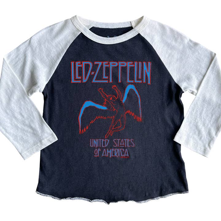 Rowdy Sprout - Wholesale Screen Printed T-Shirt - Kids - Led Zeppelin Icarus USA Tour Raglan