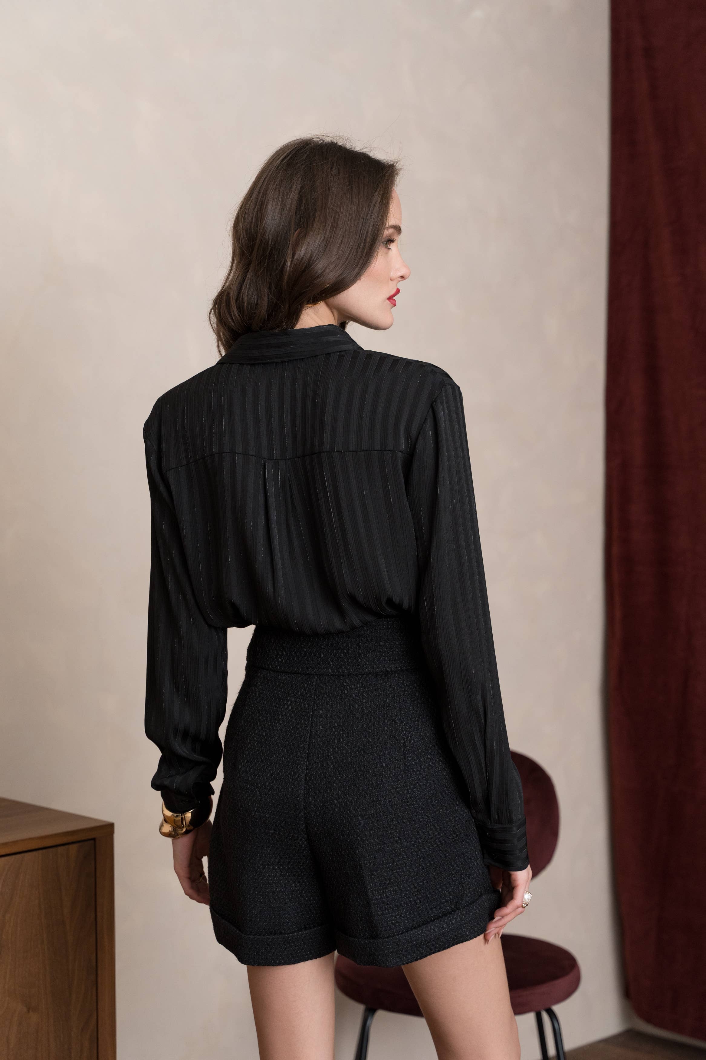 LULUMARY - Wholesale Blouse - Women's - Silky shirt with lurex CH234A17