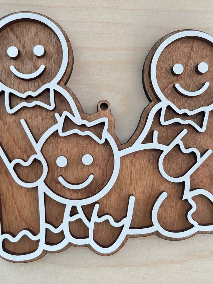 Décoration en bois multicouche, design pour 2 hommes et 1 femme pour la vente par BUBBLEHEAD INK