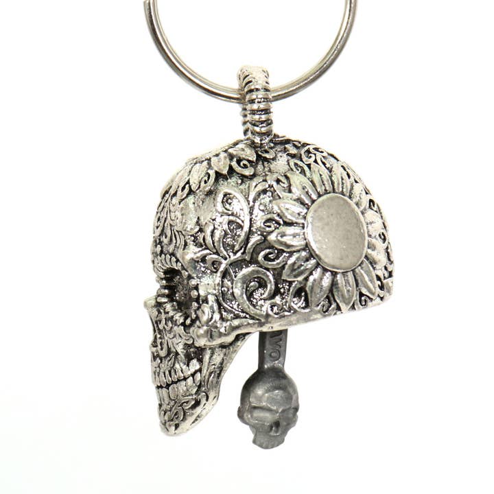 SILVER Hot Leathers Sugar Skull Bell BEM1029 for wholesale on Faire