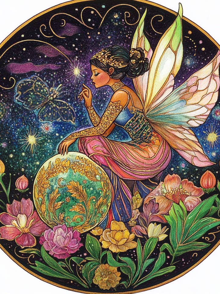 Mystic Garden Fairy Tambourine and Ribbon Wall Decor for wholesale by Bodhi Leaf Market