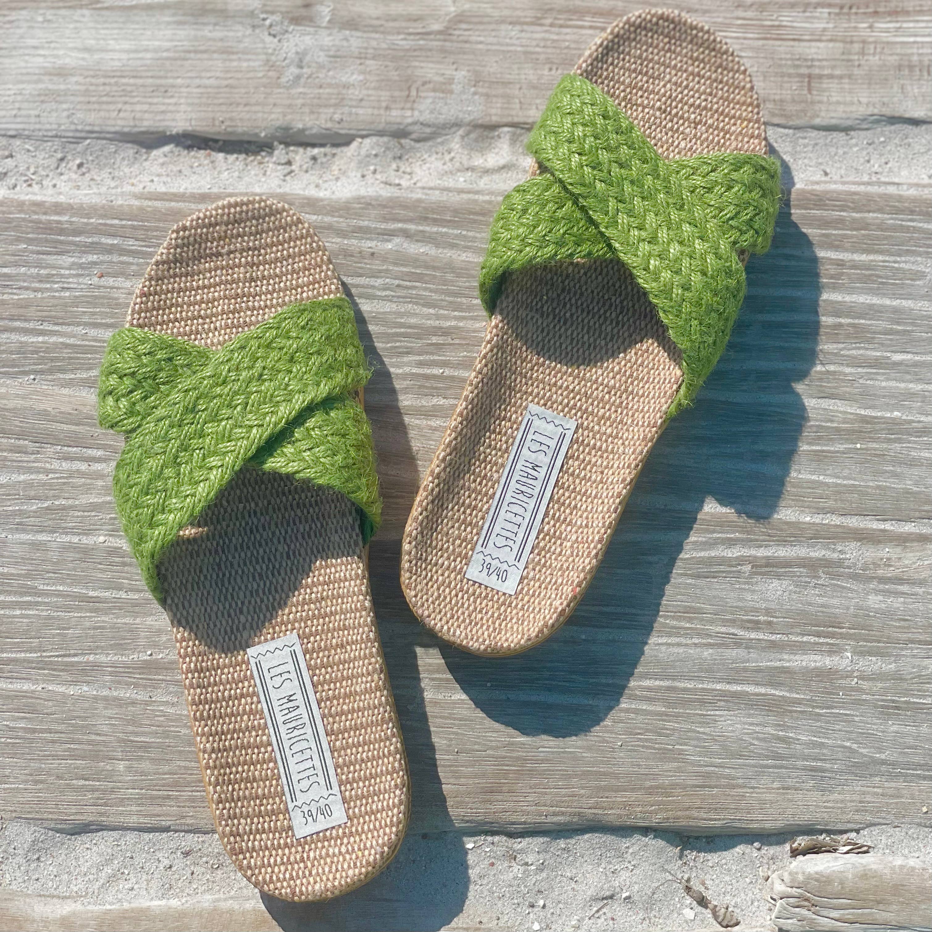 LES MAURICETTES - Vendita all'ingrosso Sandali - Donna - LES MAURICETTES ciabatte verdi in corda intrecciata per l’estate6