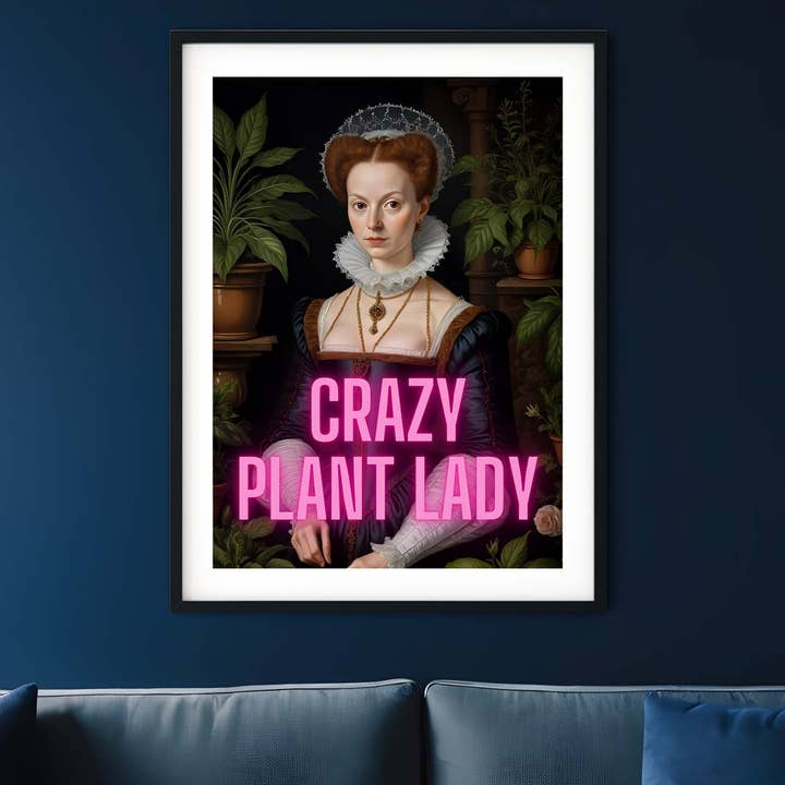 Crazy plant lady förändrat konstinramat tryck för wholesale av Lelloliving