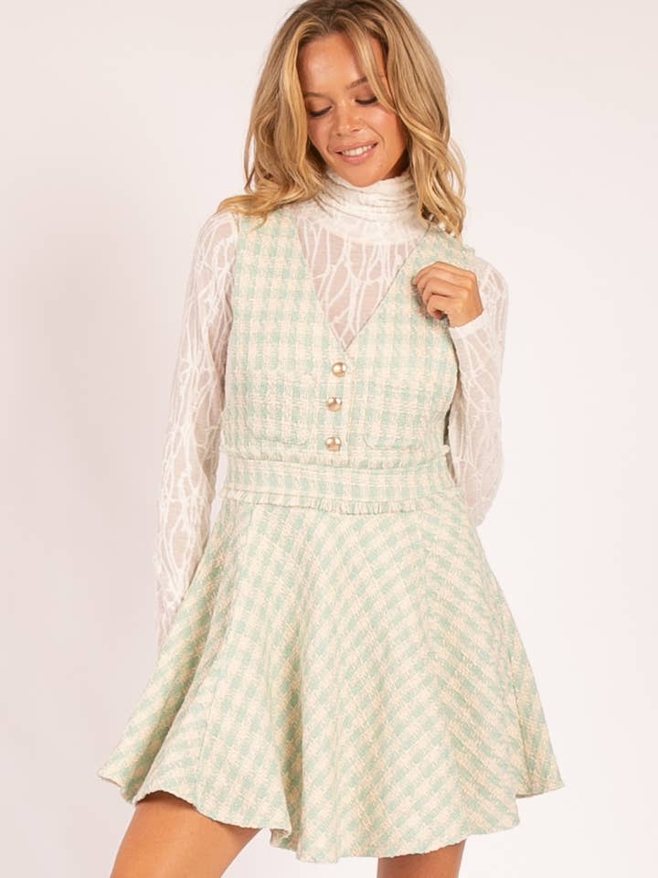 Heyson - Wholesale Dress - Women's - JOD1015 Plaid Button-Front Skater Dress