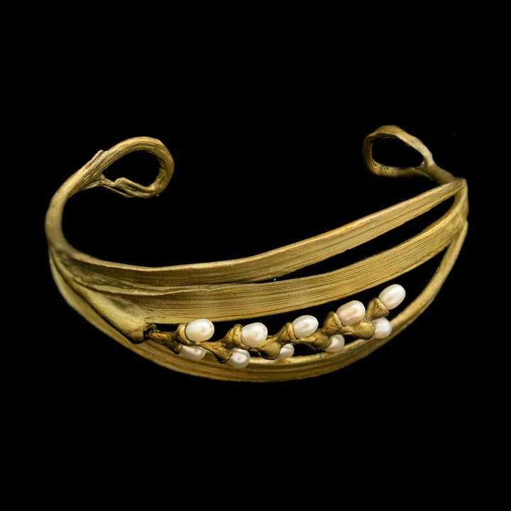 Bronze Rice Cuff Bracelet with Freshwater Pearls for wholesale by Michael Michaud
