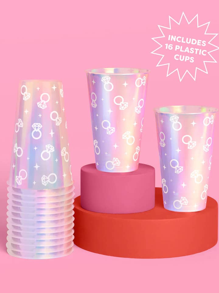 Gobelets Bling Époque Fiancée - 16 gobelets en plastique de 16 onces pour la vente par xo, Fetti