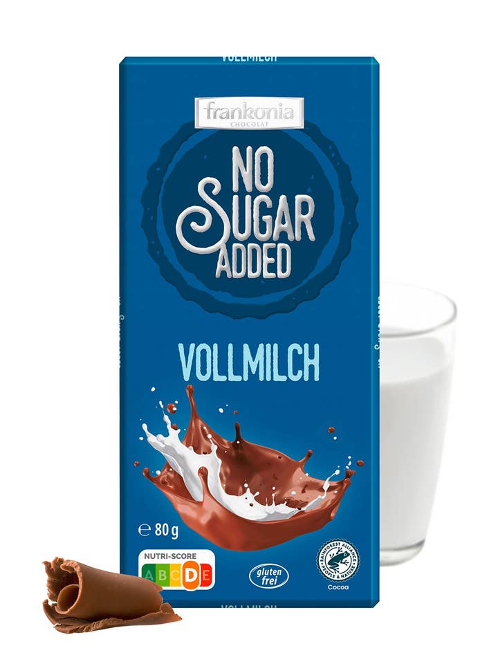 Frankonia No Sugar Added Vollmilch, ohne Zuckerzusatz, 80g für den Großhandel von Healthy Alternative e. K.