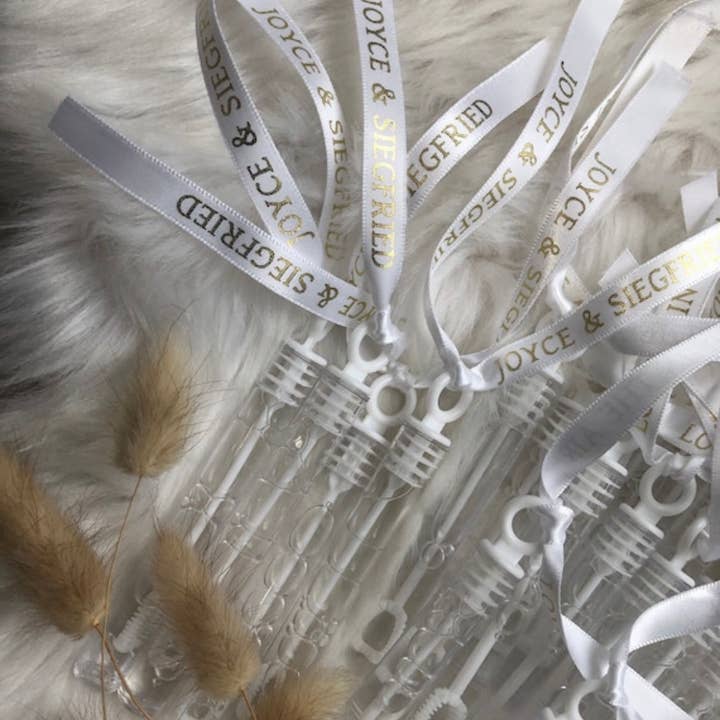 Personalized Assembled Wedding Bubbles for wholesale by Add Ribbons Co.