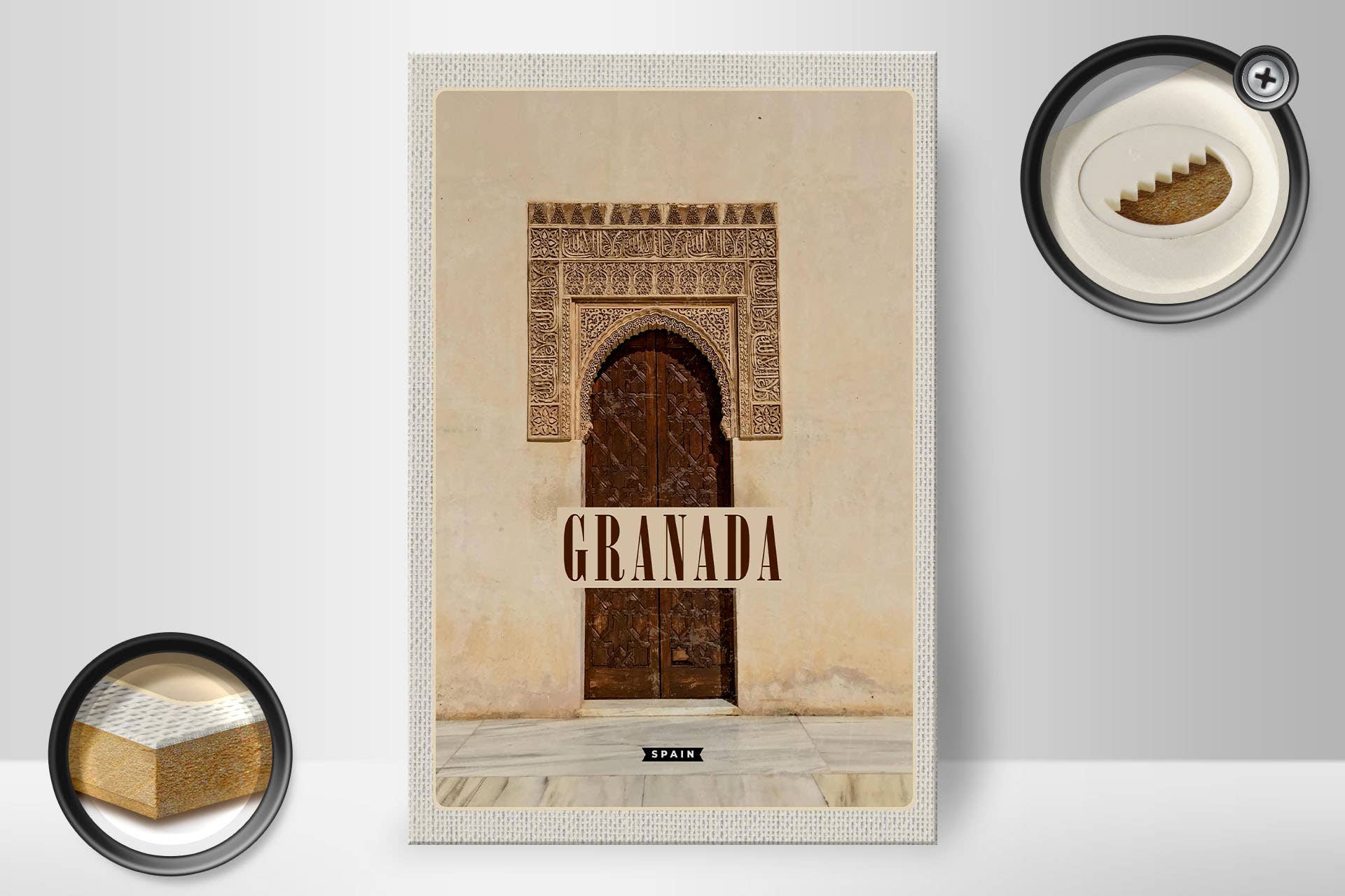 Femer - Vendita all'ingrosso Cartelli - Poster turistico di Granada, Spagna, 20 x 30 cm, cartello da viaggio in legno1