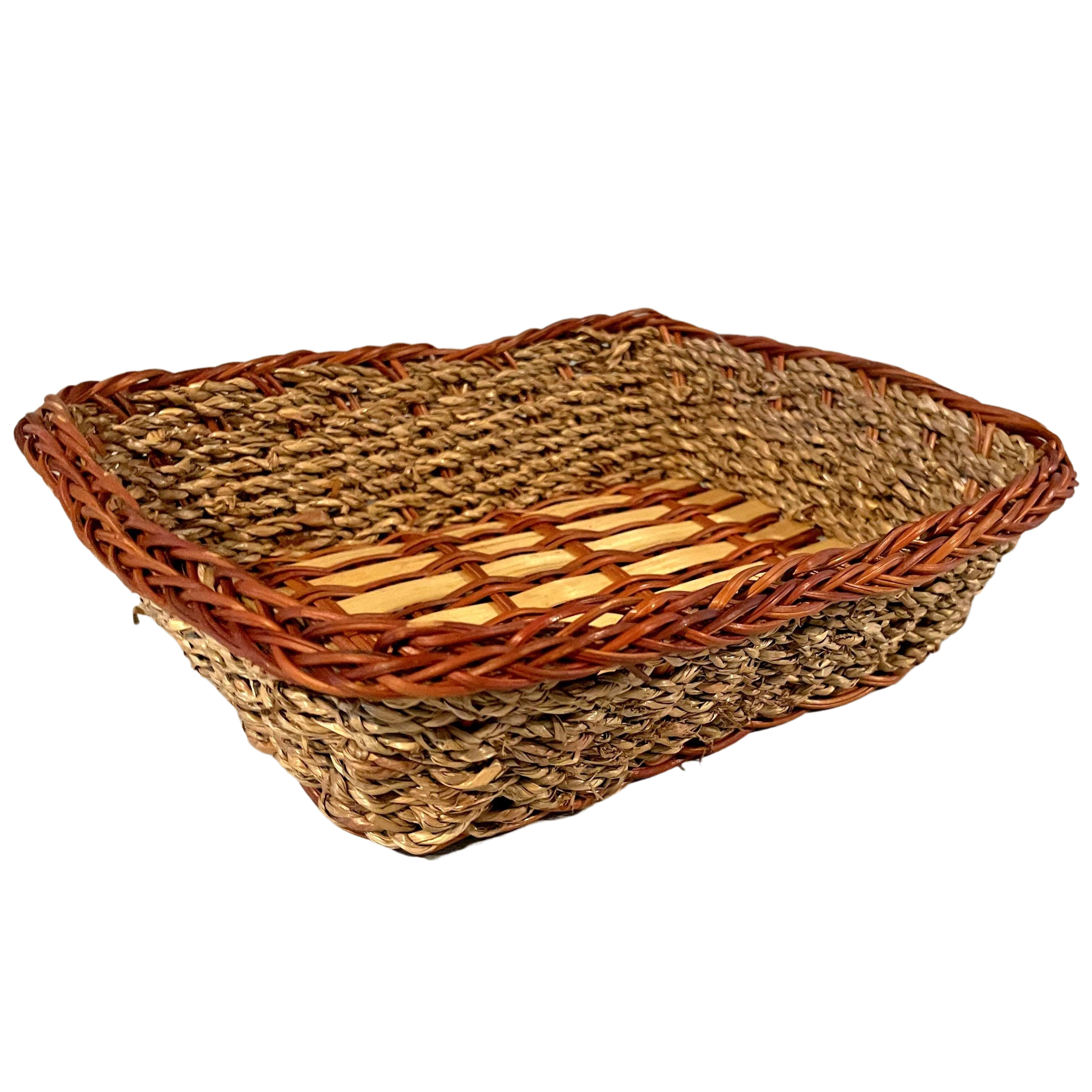 TOA Waters – wholesale Basket – Seagrass/Bamboo Rectangular Basket Tray (11.25" x 9" x 3")1