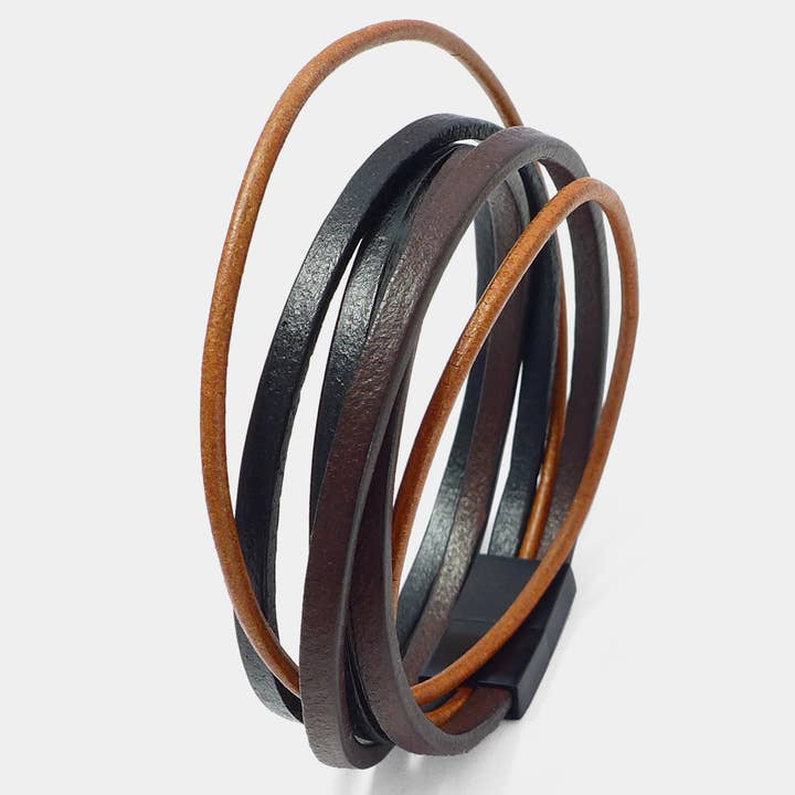 Casual Men's Bracelet Leather Star PG74 made of Genuine Leather for wholesale by STARBEIT