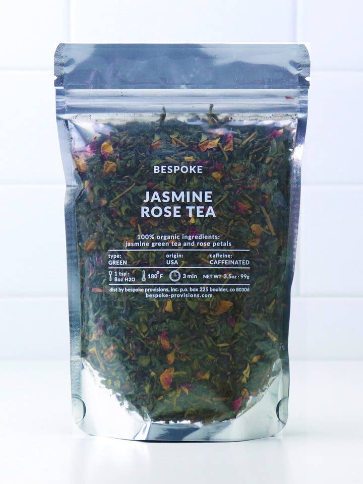 Jasmine Rose Green Tea - Organic Premium Loose Leaf 3.5 oz for wholesale by Bespoke Provisions
