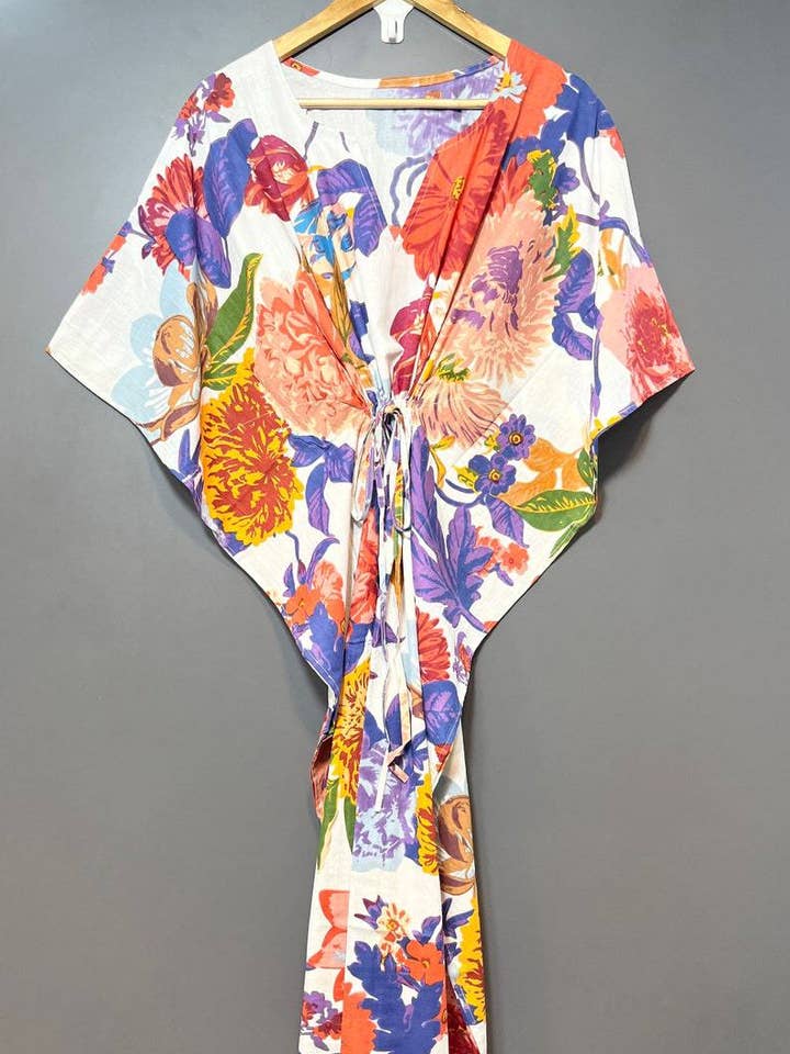 Cotton Kaftan 5 Pieces Floral Print Woman Dress Loungewear for wholesale by bhavnas boutique