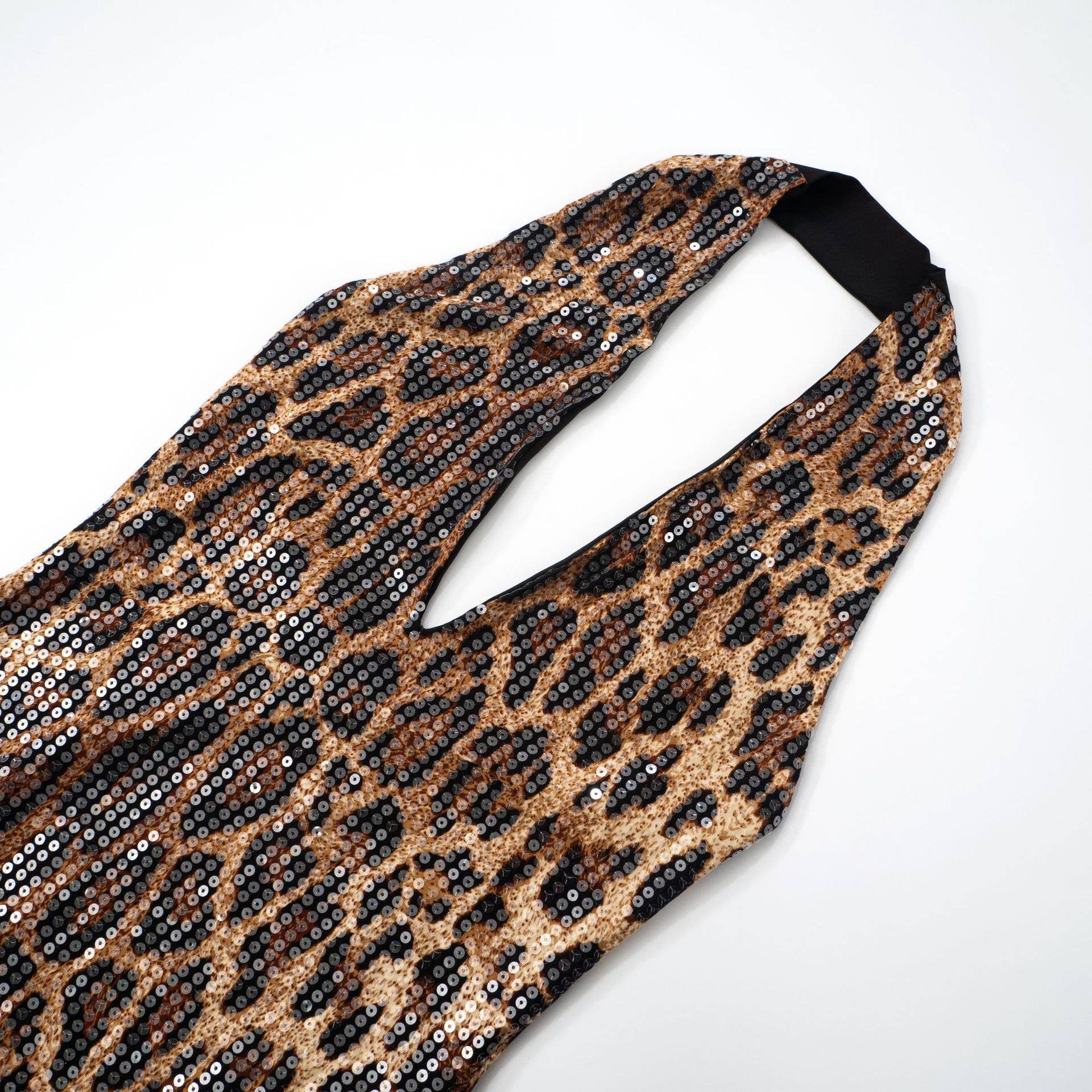 BELLISSIMA FASHION - Wholesale Dress - Women's - Leopard Print Halterneck Backless Bodycon Mini Dress(C)4