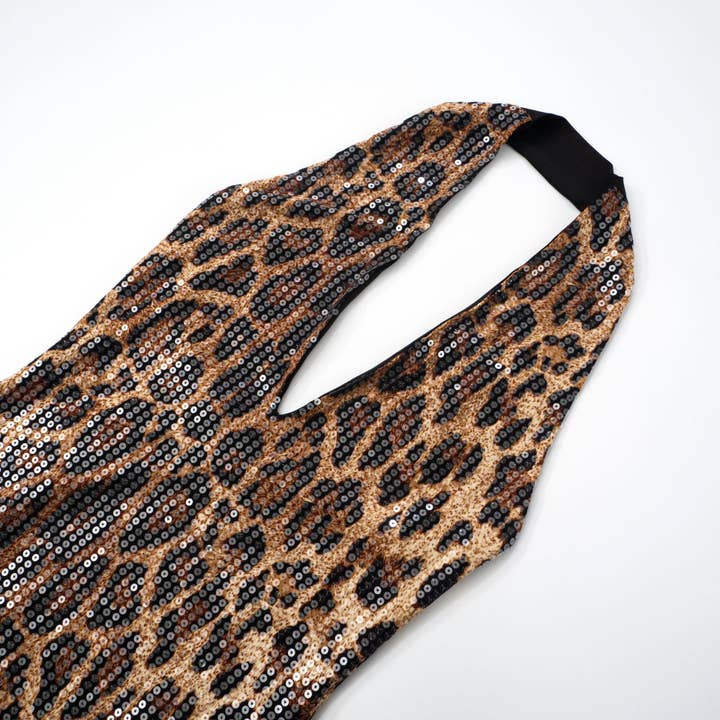 BELLISSIMA FASHION - Wholesale Dress - Women's - Leopard Print Halterneck Backless Bodycon Mini Dress(C)4