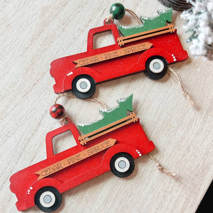 Hollow Grove Designs - Wholesale Ornament - Red Christmas Truck Ornament | Vintage Christmas Ornament1